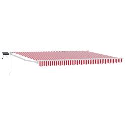 Store r&eacute;tractable manuel avec LEDs Rouge et Blanc 4,5 &times; 3 m