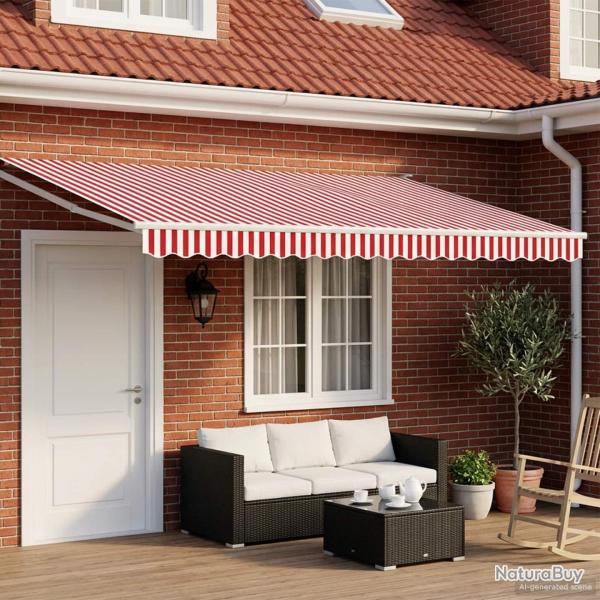Store r�tractable manuel avec LEDs Rouge et Blanc 5 x 3 m