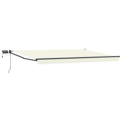 Store r&eacute;tractable manuel avec LEDs Cr&egrave;me et Anthracite 4 &times; 3 m