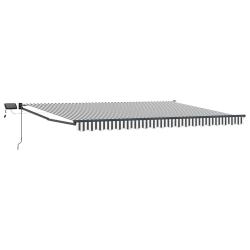 Store r&eacute;tractable manuel avec LEDs Anthracite et blanc 4 &times; 3 m