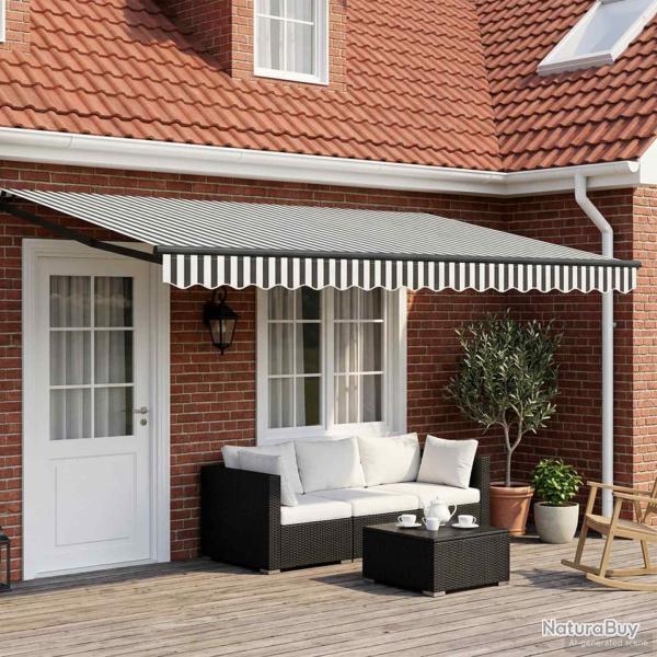 Store r�tractable manuel avec LEDs Anthracite et blanc 4 � 3 m