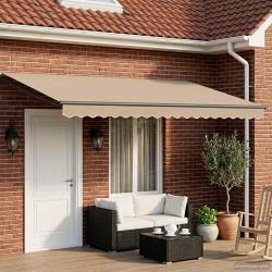 Store r&eacute;tractable manuel avec LEDs Beige et Anthracite 4 &times; 3 m