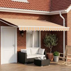 Auvent r&eacute;tractable &eacute;lectrique Bleu et Orange 4,5 &times; 3 m