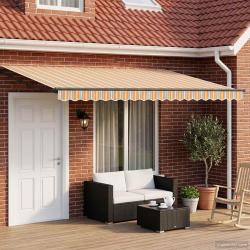Auvent r&eacute;tractable &eacute;lectrique Bleu et Orange 4 &times; 3 m
