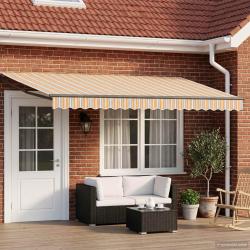 Auvent r&eacute;tractable &eacute;lectrique Jaune et Gris 4 &times; 3 m