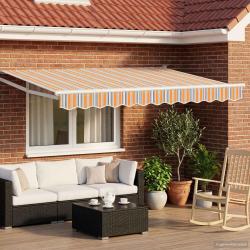 Auvent r&eacute;tractable &eacute;lectrique Gris, Orange, Blanc 3 x 2,5 m