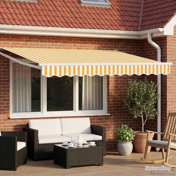 Auvent r�tractable �lectrique Jaune et blanc 3,5 x 2,5 m