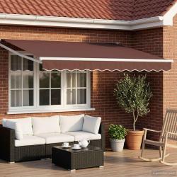 Auvent r&eacute;tractable &eacute;lectrique Marron et blanc 3,5 x 2,5 m