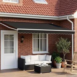 Auvent r&eacute;tractable &eacute;lectrique Noir et Blanc 4 &times; 3 m