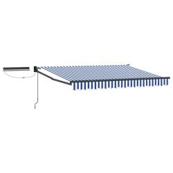 Auvent r&eacute;tractable &eacute;lectrique Bleu, Blanc, Anthracite 3,5 x 2 m