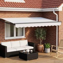 Auvent r&eacute;tractable &eacute;lectrique Blanc et anthracite 3 x 2,5 m