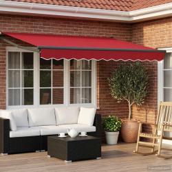 Auvent r&eacute;tractable &eacute;lectrique Rouge et Anthracite 3 x 2,5 m