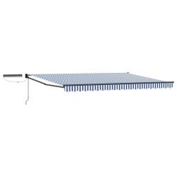 Auvent r&eacute;tractable &eacute;lectrique Bleu, Blanc, Anthracite 5 x 3 m