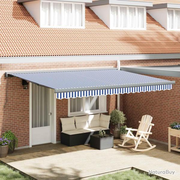 Auvent r�tractable Bleu et Blanc 400 � 300 cm