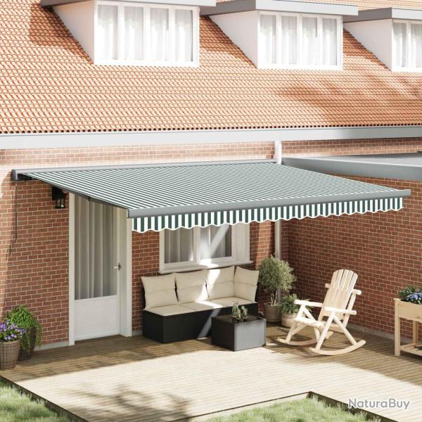 Auvent R�tractable Vert et blanc 4 � 3 m Toile et Aluminium