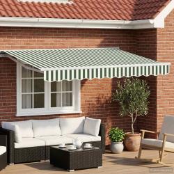 Auvent r&eacute;tractable manuel Vert et blanc 3,5 x 2,5 m