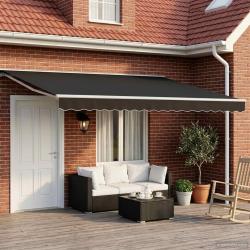 Auvent r&eacute;tractable manuel Noir 4 &times; 3 m