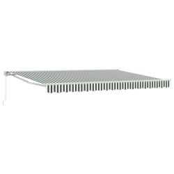 Auvent r&eacute;tractable manuel Vert et blanc 4 &times; 3,5 m
