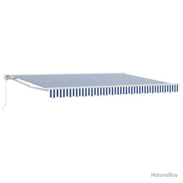 Auvent r�tractable manuel Bleu et Blanc 4,5 � 3 m