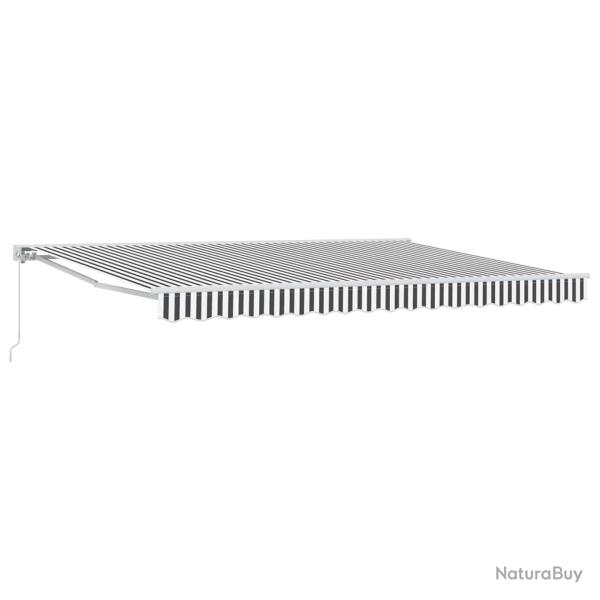 Auvent r�tractable manuel Anthracite et blanc 5 x 3 m