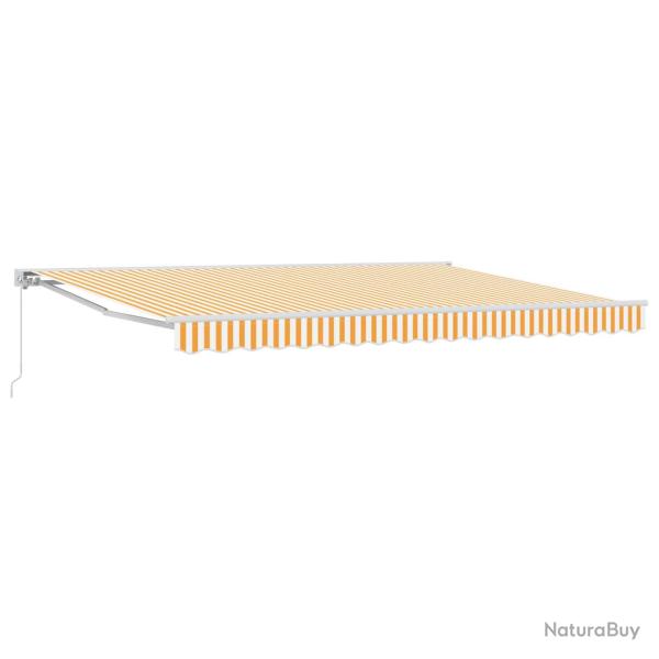 Auvent r�tractable manuel Jaune et blanc 5 � 3,5 m