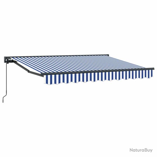 Auvent r�tractable manuel Bleu et Blanc 3,5 x 2 m
