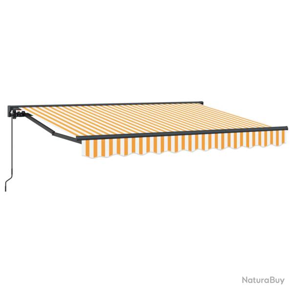 Auvent r�tractable manuel Jaune et blanc 3,5 x 2 m