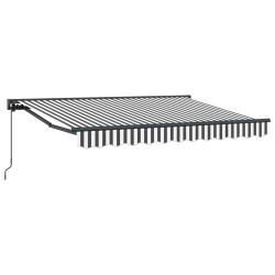 Auvent r&eacute;tractable manuel Anthracite et blanc 3,5 x 2 m