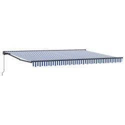 Auvent r&eacute;tractable manuel Bleu et Blanc 4 x 2 m