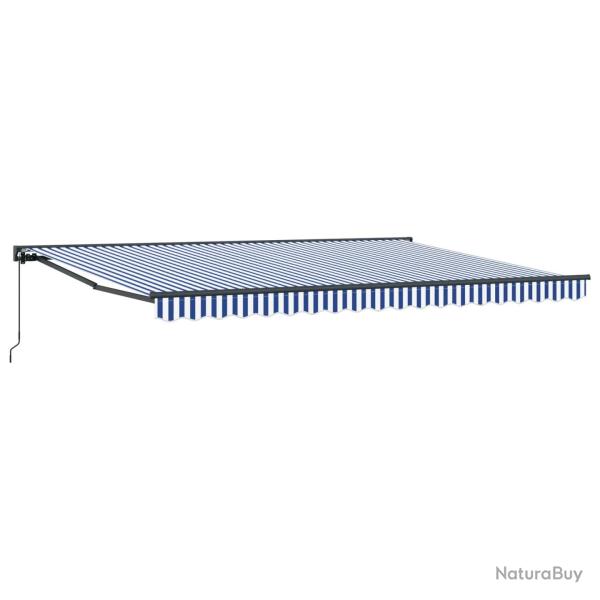 Auvent r�tractable manuel Bleu et Blanc 4 x 2 m