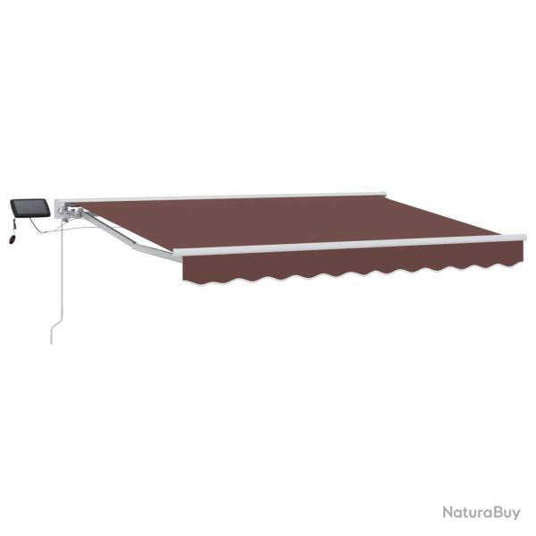 Cadre de store manuel avec LEDs Marron et blanc 2,5 x 2 m