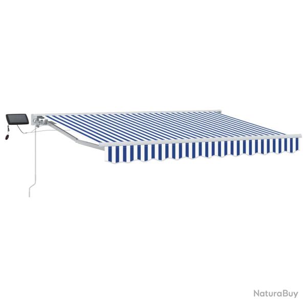 Cadre de store manuel avec LEDs Bleu et Blanc 3 x 2,5 m