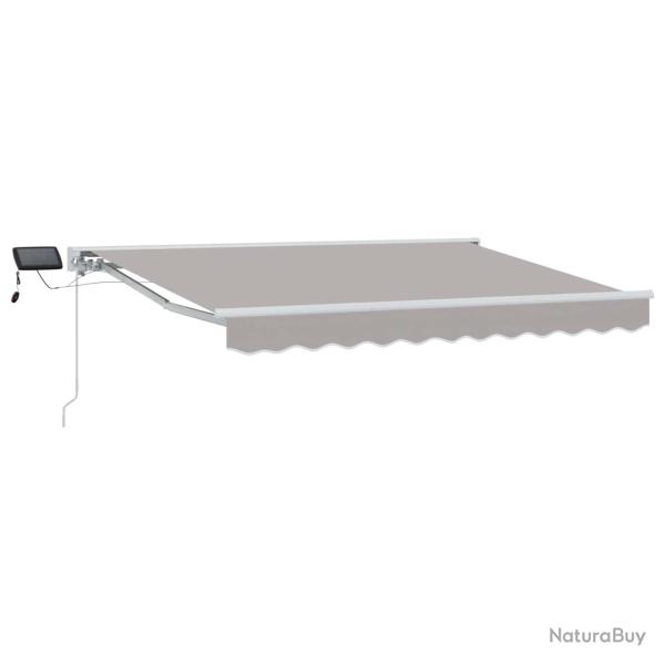 Cadre de store manuel avec LEDs Gris clair et blanc 3 x 2,5 m