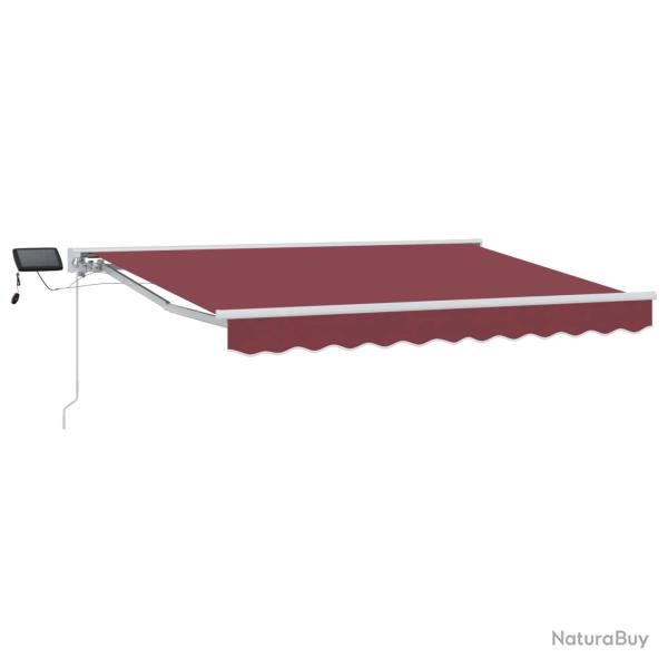 Cadre de store manuel avec LEDs Bourgogne et Blanc 3,5 x 2,5 m