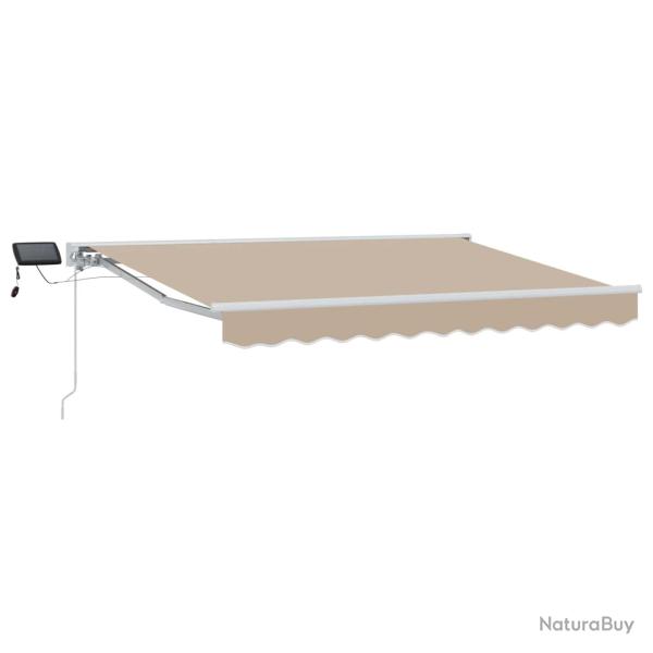 Cadre de store manuel avec LEDs Beige et blanc 3,5 x 2,5 m