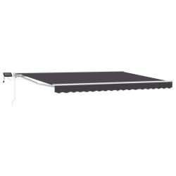 Cadre de store manuel avec LEDs Blanc et anthracite 4 &times; 3,5 m
