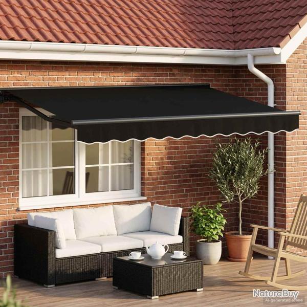 Cadre de store manuel avec LEDs Noir et anthracite 3 x 2,5 m