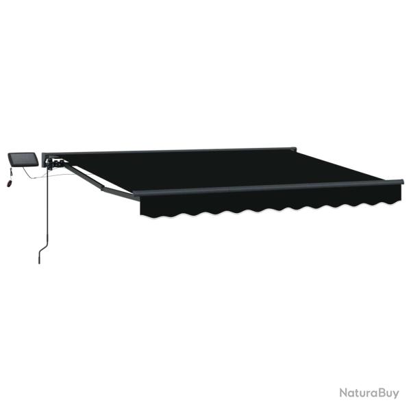 Cadre de store manuel avec LEDs Noir et anthracite 3,5 x 2,5 m