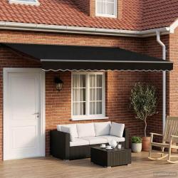 Cadre de store manuel avec LEDs Noir et anthracite 4 &times; 3 m