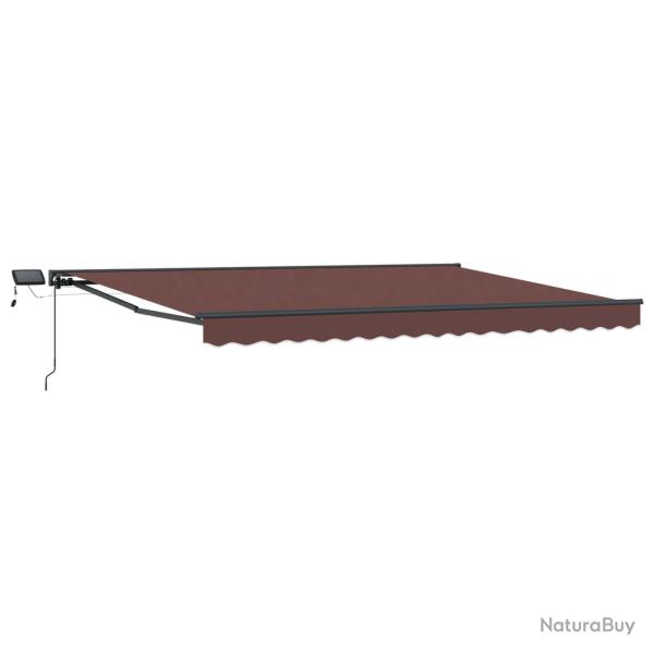 Cadre de store manuel avec LEDs Marron et anthracite 4,5 � 3 m