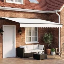 Cadre de store manuel avec LEDs Blanc et anthracite 5 x 3 m