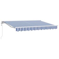 Auvent r&eacute;tractable &eacute;lectrique Bleu et Blanc 3,5 x 2,5 m