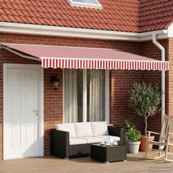 Auvent r&eacute;tractable &eacute;lectrique Rouge et Blanc 5 x 3 m