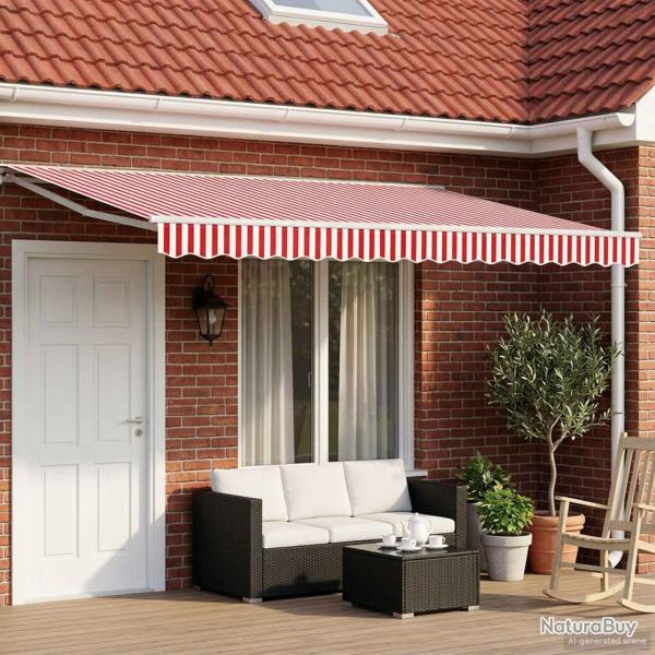Auvent r�tractable �lectrique Rouge et Blanc 5 x 3 m