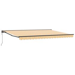 Auvent r&eacute;tractable &eacute;lectrique Jaune, Blanc, Anthracite 4 x 2 m