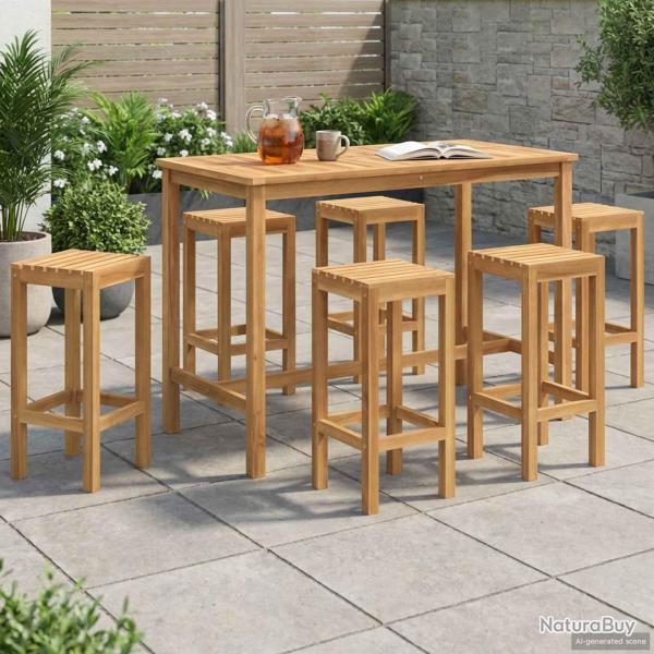 Ensemble de bar ext�rieur 7 pcs Naturel Bois de teck massif