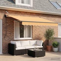Auvent r&eacute;tractable &eacute;lectrique Sable 100% Polyester et Aluminium