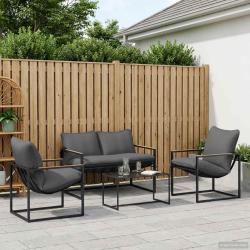Ensemble de canap&eacute; de 4 pcs Noir et anthracite Acier