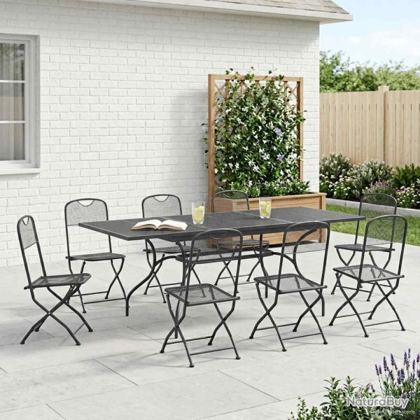 Ensemble de salle � manger de 9 pi�ces, anthracite