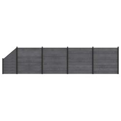 Ensemble de Cl&ocirc;ture 5 pcs 792 x 186 cm WPC et Aluminium Gris
